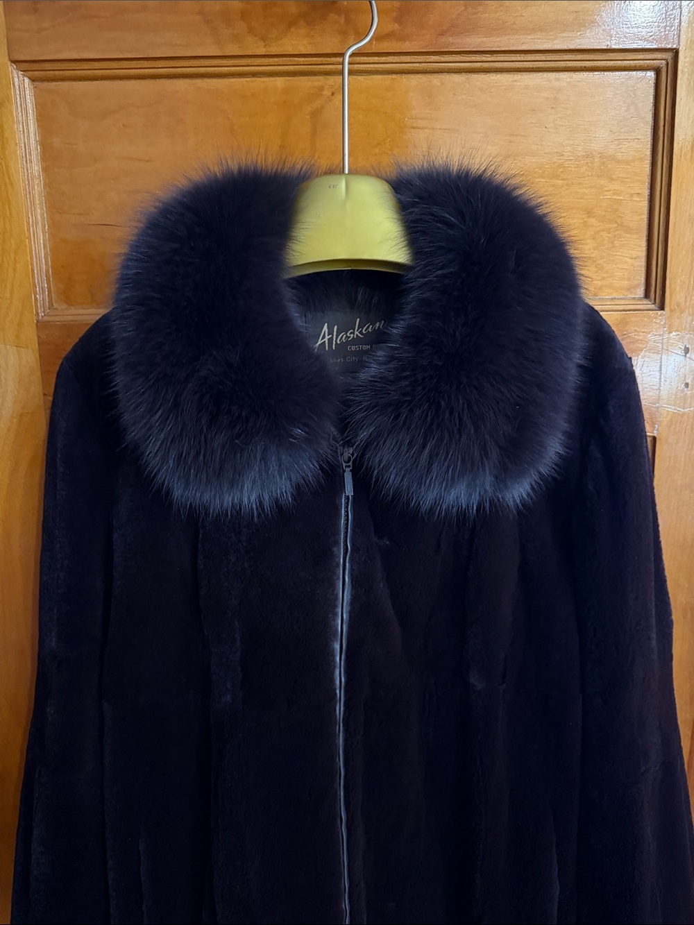 Brown Mink Zip-Up Jacket with Fox Fur-Collar